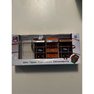 Denver Broncos NFL Set of 3 Sled Christmas Ornaments Forever Collectibles NEW